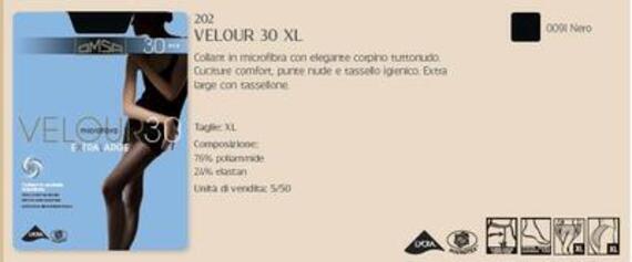 - VELOUR 30 COLLANT DONNA MICROFIBRA 202OM XL